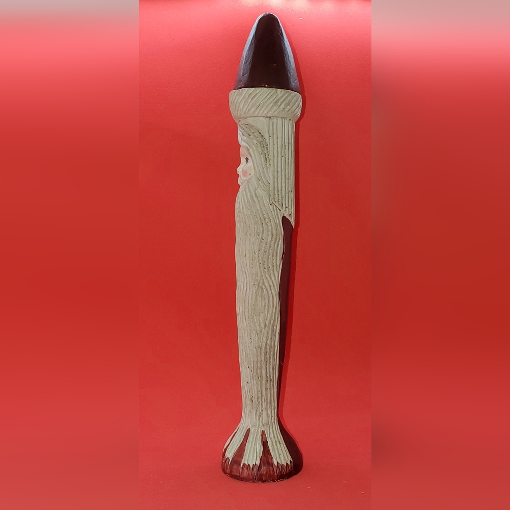 Two Candlestick Style Wooden Santa Claus Figurines - Picture 6 of 10